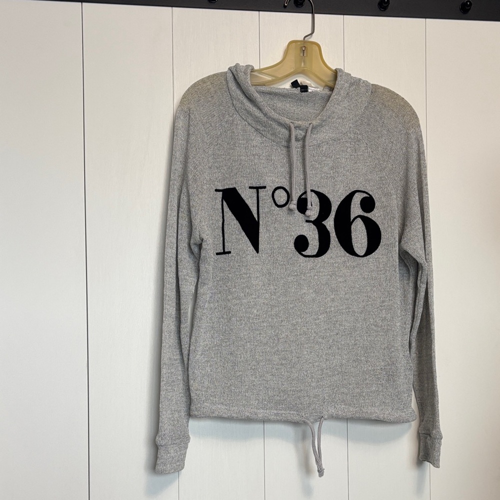 Gray Women's Hoodie with Black Print